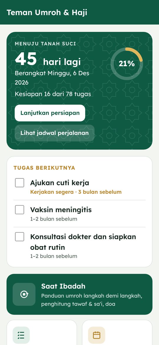 Beranda aplikasi: hitung mundur 45 hari lagi dan persen kesiapan