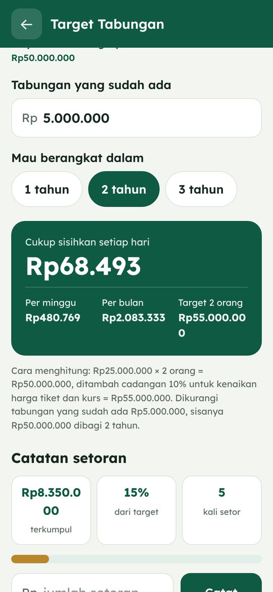 Target tabungan per hari